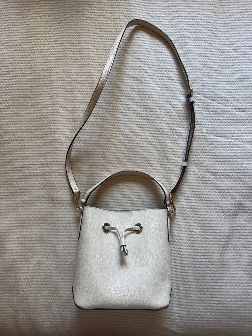 kate spade Cream Pebble Leather Drawstring Bucket Bag - Picture 4 of 4